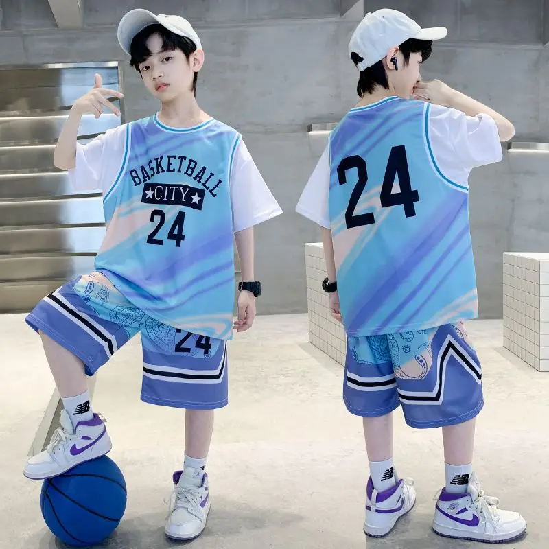 

Teenager Kids Boys Cheap Sports Jerseys Set New Boys Summer Sport Clothes Children's Quick-dry Basketball Uniform 5-17 Years
