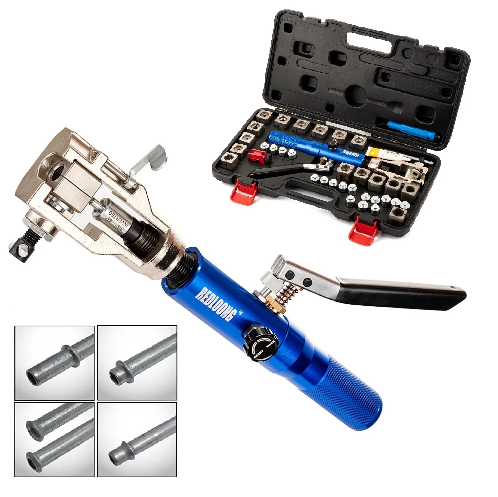 

Гидравлический набор инструментов для развальцовки с двойным тормозом на 45 ° С 3/16-1/2 дюйма для медной линии, стальной трубы и ремонта GM