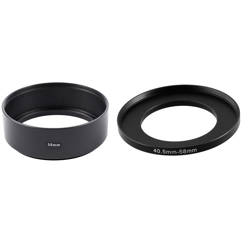 

Металлический Удлинительный кольцевой адаптер для фильтра камеры 40,5 мм-58 мм и стандартная металлическая бленда для объектива 58 мм для Canon ...
