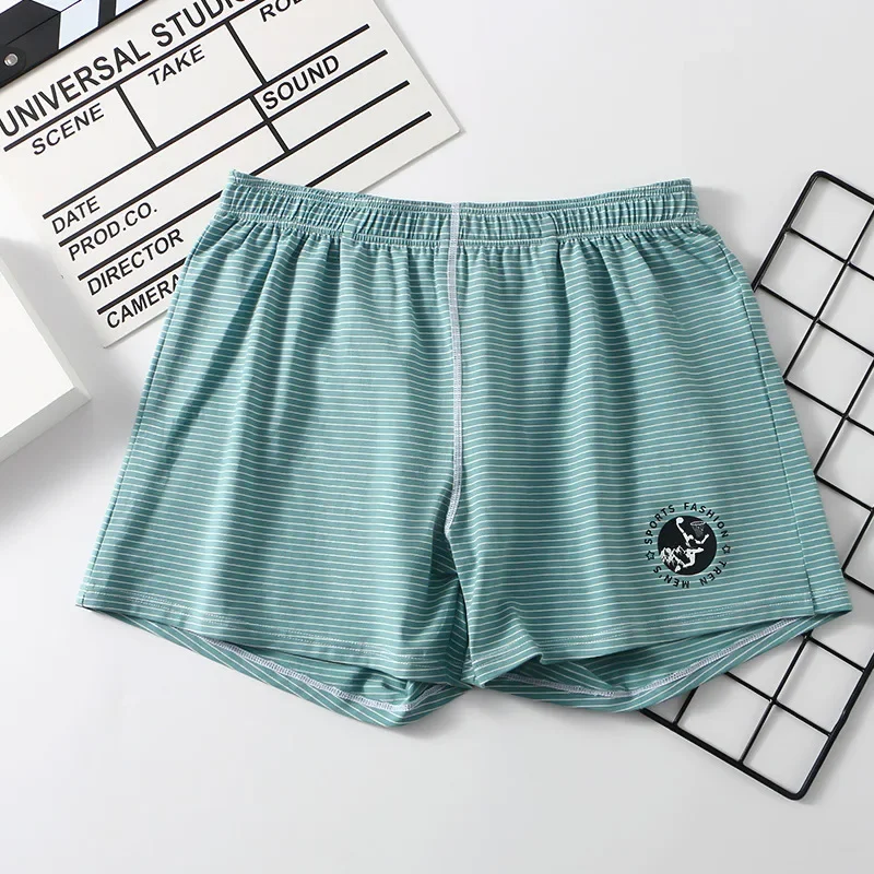 

Трусы-боксеры мужские хлопковые, свободные дышащие, в полоску, простые домашние штаны, нижнее белье для молодых людей