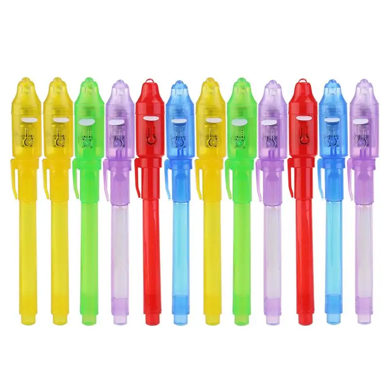 

24Pcs 4 Colors Mixed Portable LED Pen Money Verification Pen Pen Invisable Ink Pen Light Pen with UV-Light for Home Store School