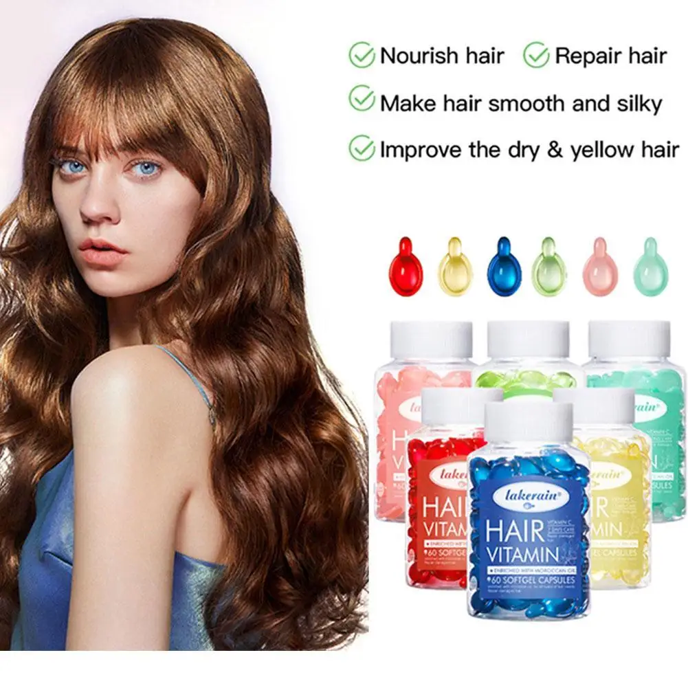 

60 Capsules Of Moisturizing Hair Essential Oil Vitamin C Scalp Care Damage Repair Capsule For Hair Care To Improve Frizz And Dry