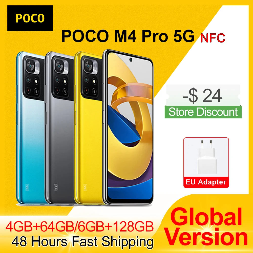 Global Version POCO M4 Pro 5G 90Hz 6.6" FHD+ Dot Display Dimensity 810 33W Fast Charging Android 50MP Camera 5000mAh Battery