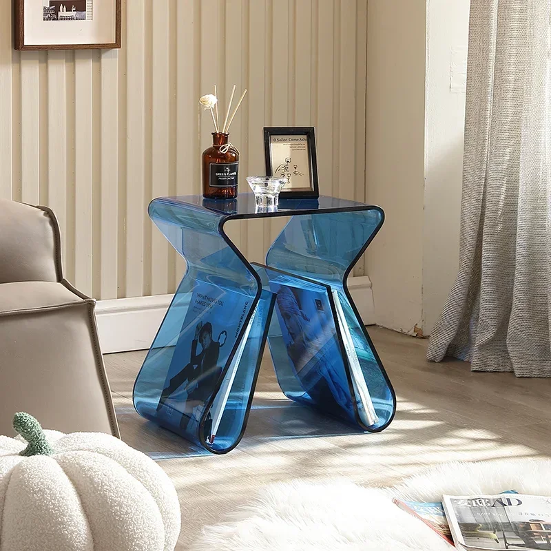 Прозрачный акриловый журнальный столик домашний зеркальный роскошный боковой