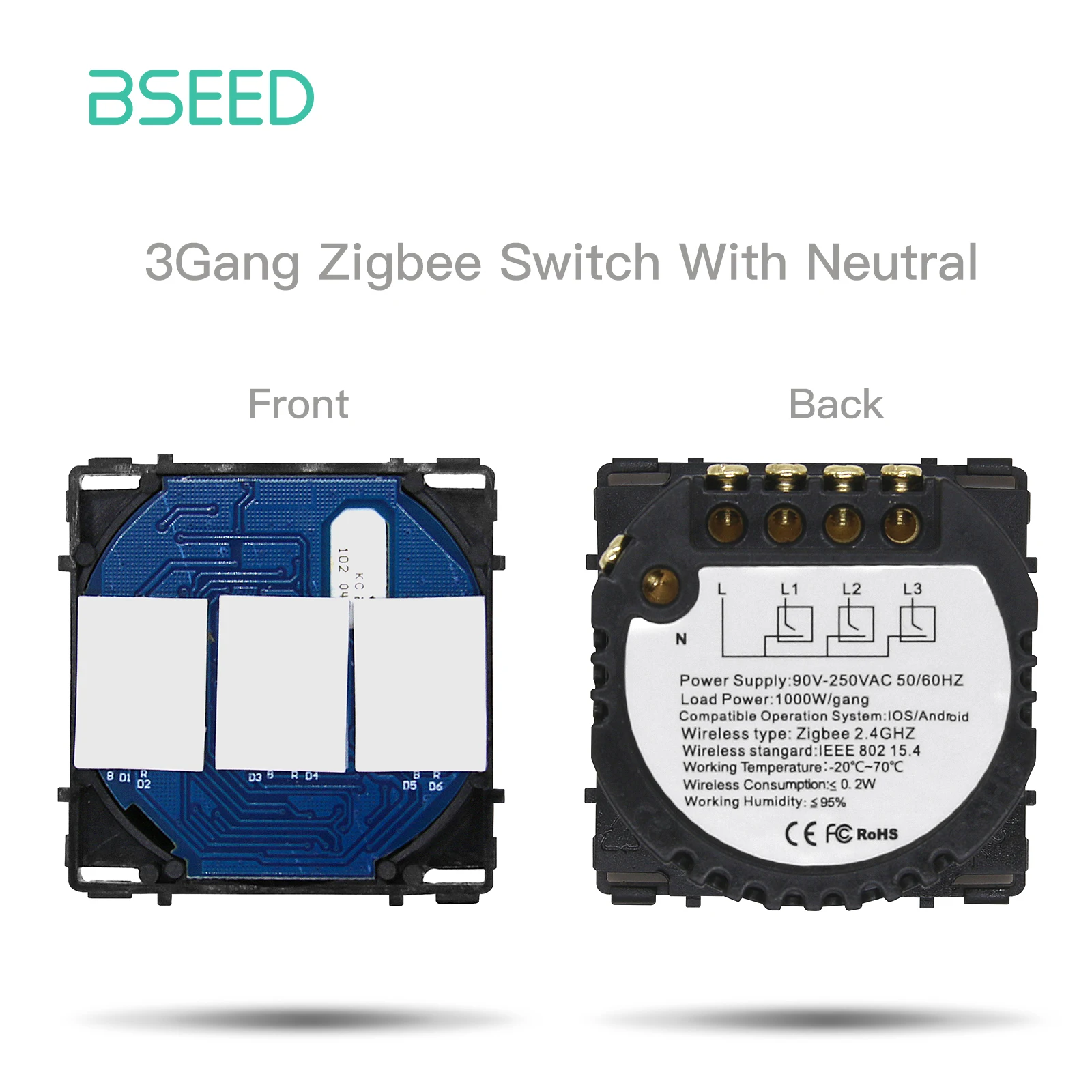 

BSEED Сенсорный выключатель Zigbee для штор