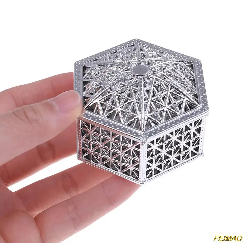 1 шт. креативная Шестигранная полая Золотая и Серебряная пластиковая коробка для