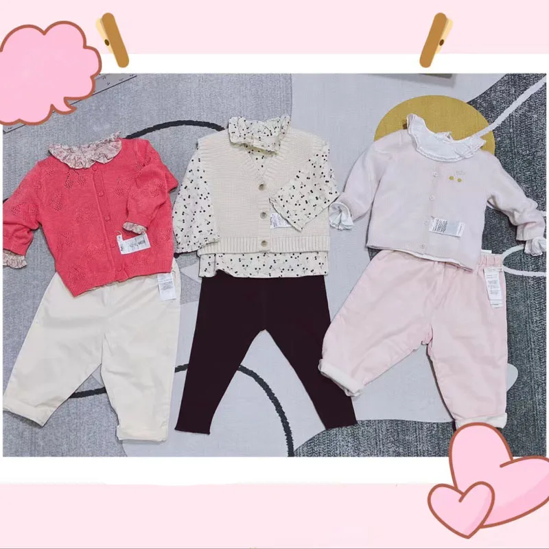 

_ 2023 BP весенняя одежда для маленьких девочек, кардиган с вырезом и рубашка с цветочным принтом для девочек, брюки для маленьких мальчиков, Детская эксклюзивная одежда