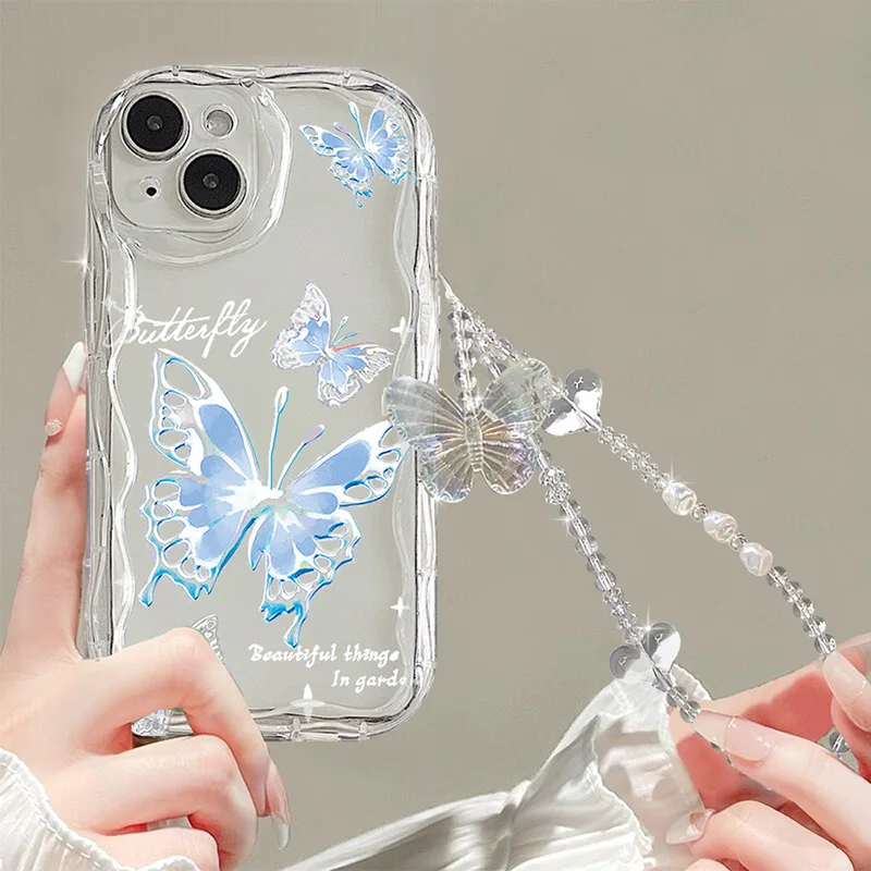 Чехол из ТПУ с 3D цепочкой-бабочкой для Infinix Smart 8 7 Hot 40 Pro 30i 40i Spark 20 10 20C 10C Go
