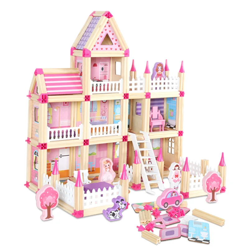 Фото Игрушечный Замок принцессы Виллы для девочек кукольный домик Монтессори сделай