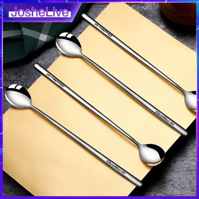

Кофейная ложка из нержавеющей стали, многофункциональная перемешивающая ложка с длинной ручкой, портативная десертная ложка, кухонные аксессуары, инструменты для бара