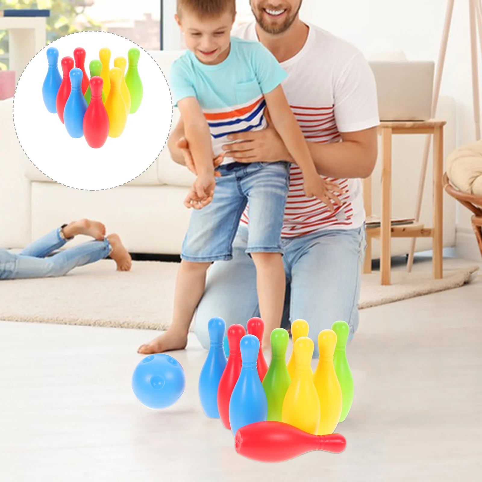 

Kids Bowling Set Includes 10 Classical Colorful and 2 Balls, Bowling Gifts, Early Education, Indoor& Outdoor Games,