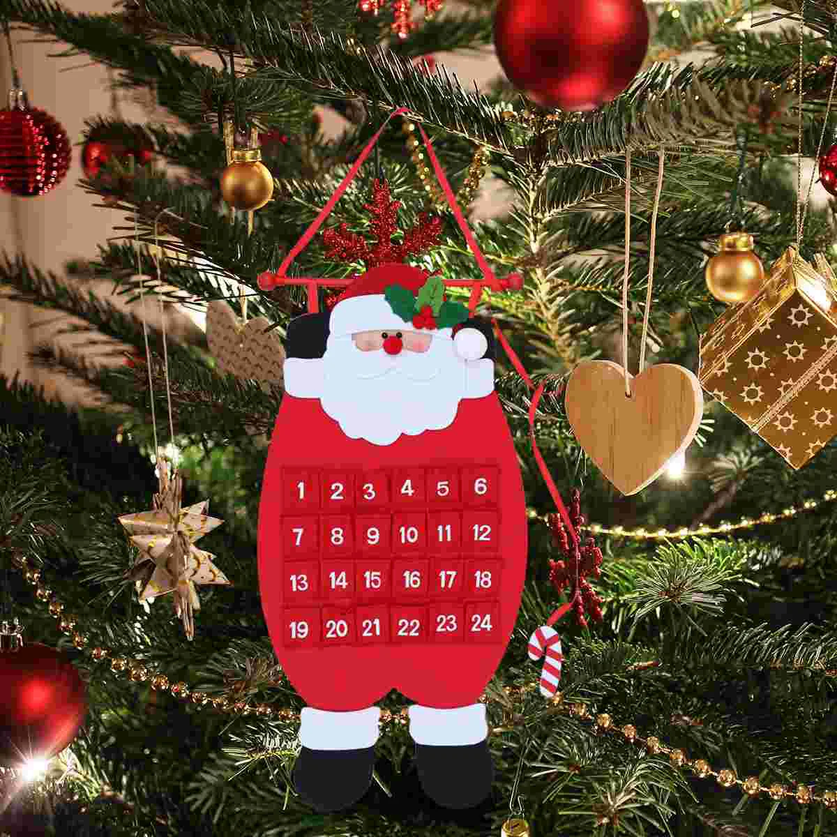

Countdown to Christmas Santa Advent Calendar Christmas Tree Hanging Ornaments Decoration For Home Office Party Decor (Santa