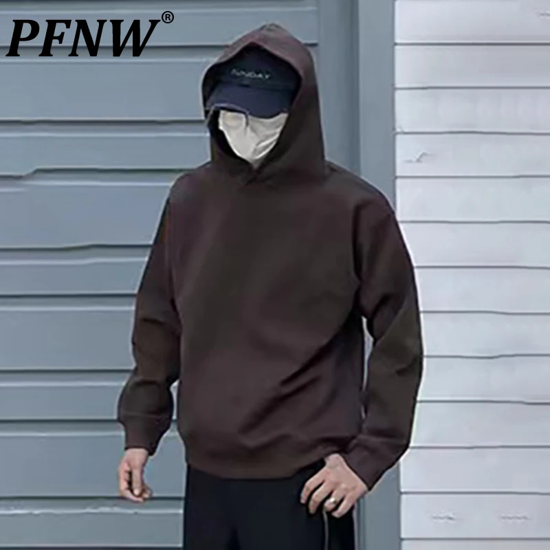 

PFNW Spring Autumn Men's American Style Simple Solid Color Hooded Pullovers Fashion Silhouette Handsome Loose Tide Coat 12A8044