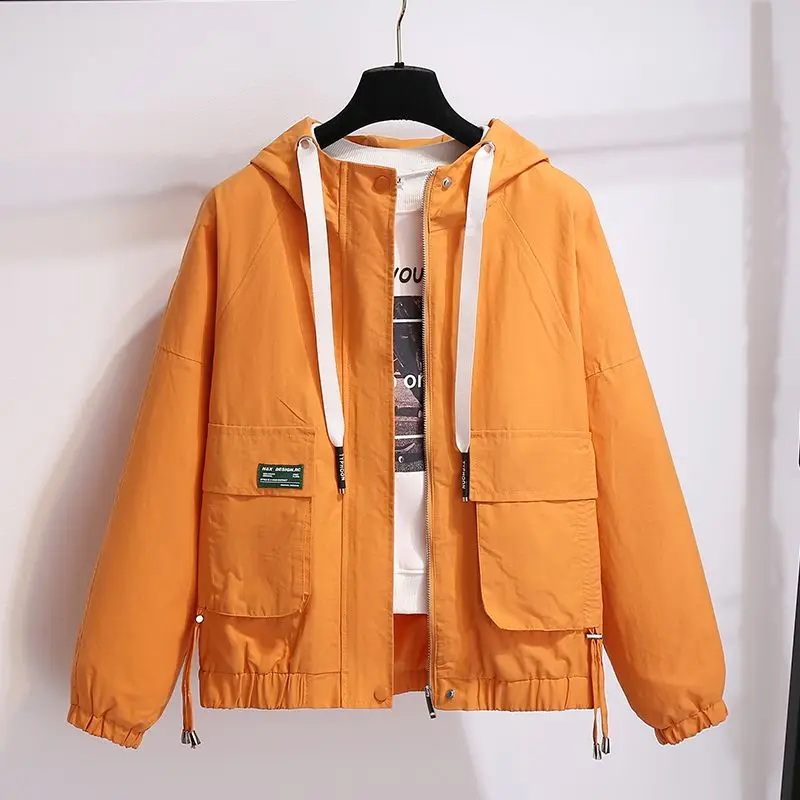 Baseball uniform hooded jacket female ins trendy thin section 2022 autumn new Harajuku port style casual jacket