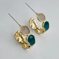 2022 new fashion korean stud earrings opal gold trend jewelry for women stud hole dangle earrings party