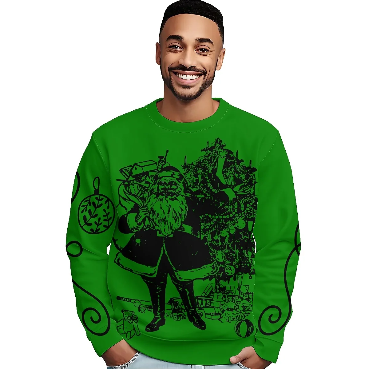 Свитшот Рождественский liaseo унисекс с длинным рукавом и круглым вырезом