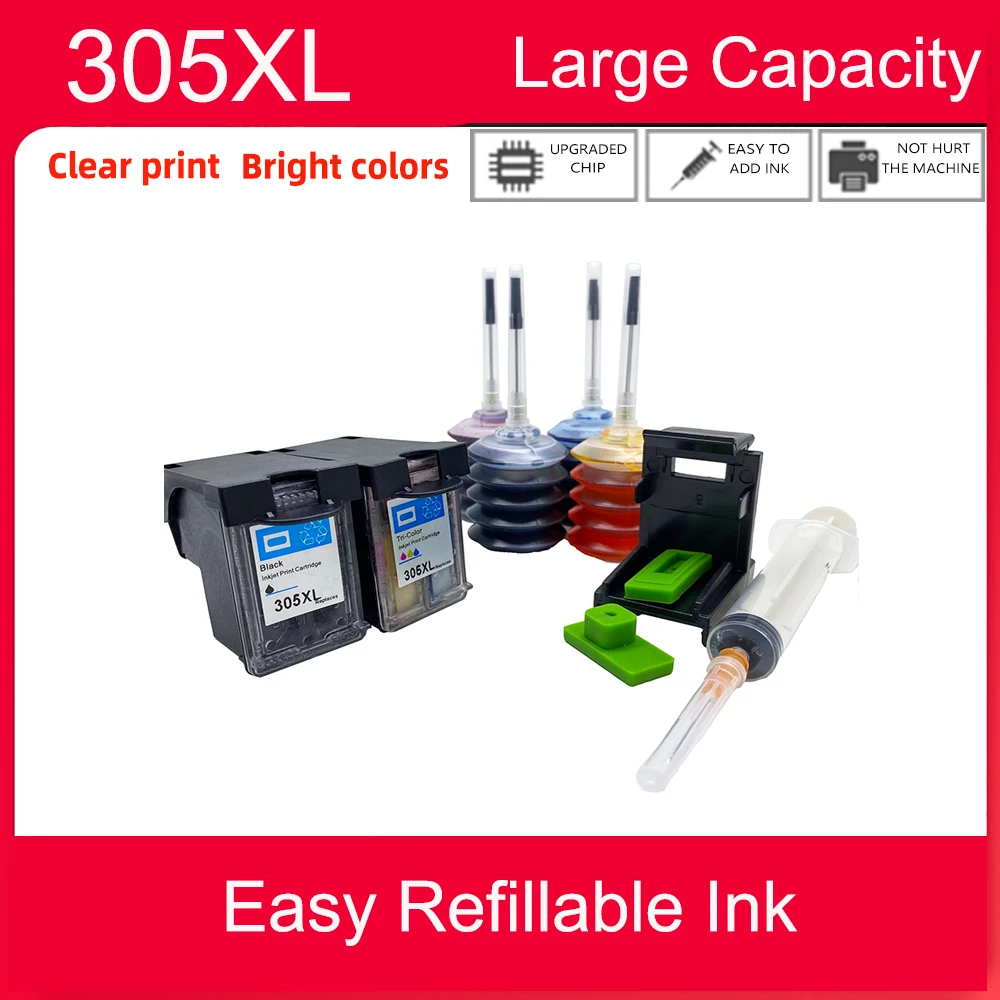 

Vilaxh For hp 305 Ink Cartridge for hp 305 xl Deskjet 2320 ENVY 6458 6464 6466 6467 6469 6472 6475 6478 Printer