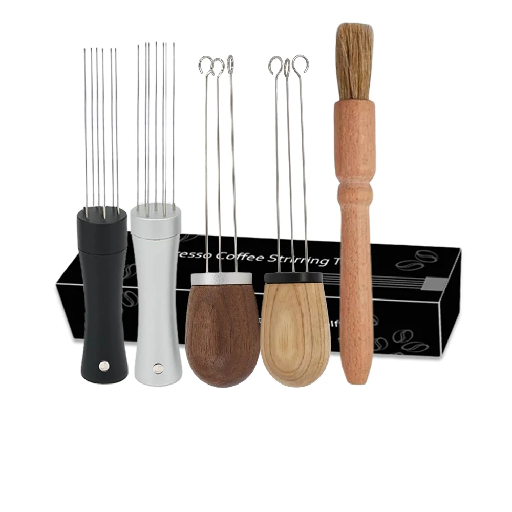 

3PCS/Set Stainless Steel Espresso Coffee Stirrer Needle Professional Barista Hand Espresso WDT Distribution Tamper Brush Tool