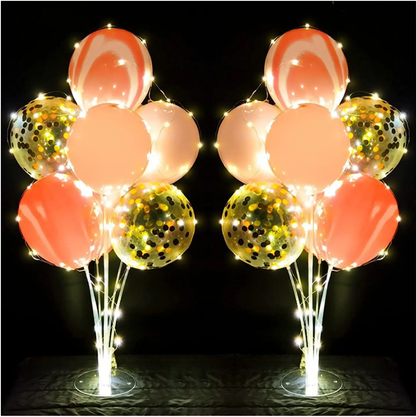 

2 комплекта, подставка для воздушных шаров, розовый, со световой лентой