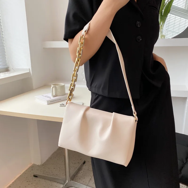 Women's Satchels Handbags Shoulder Bags PU Flag Casual Bag for Women 2023 New Cloud Design Fold Chain Bags Purses and Handbags