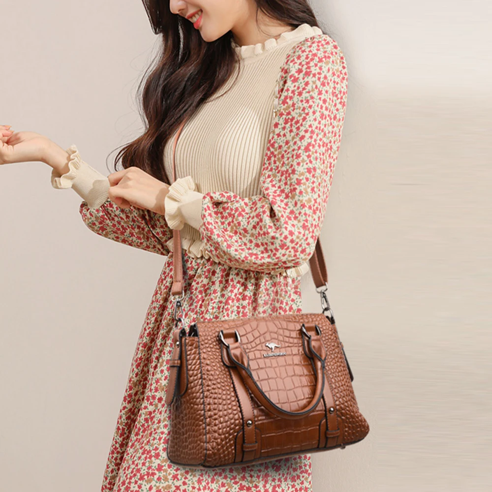 Роскошные сумки из мягкой кожи женские дизайнерские 3-слойные через плечо