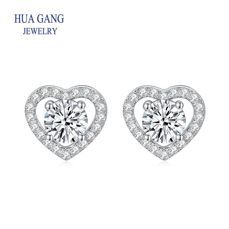 

Moissanite Heart Stud For Women Labs Diamond Stud Earrings S925 Sterling Silver Jewelry Girl Valentine's Day Gift
