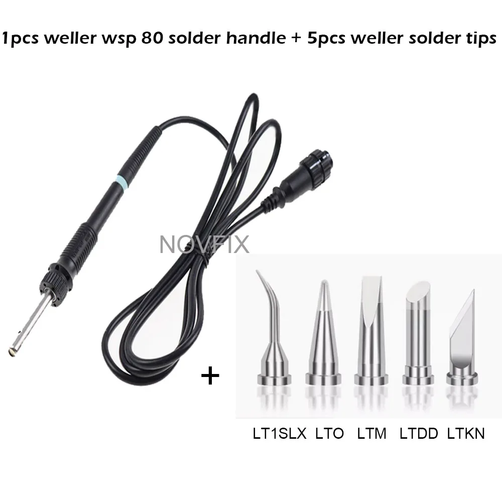 Фото Сварочная ручка для припоя с 5 железными насадками для Weller WSP80 WSD81 WS81 WSD161, паяльники, ручка-карандаш №1