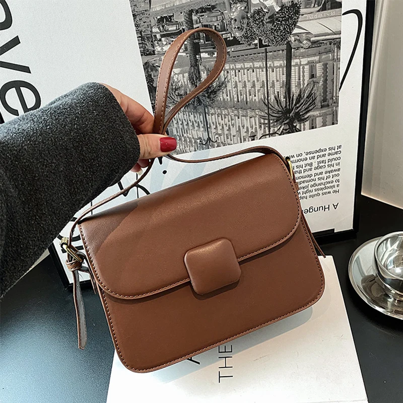 

NEW Fashion Brand Design Shoulder Bag Women Retro Soft PU Leather Purse Ladies Small Flap Underarm Handbag Female Crossbody Bag