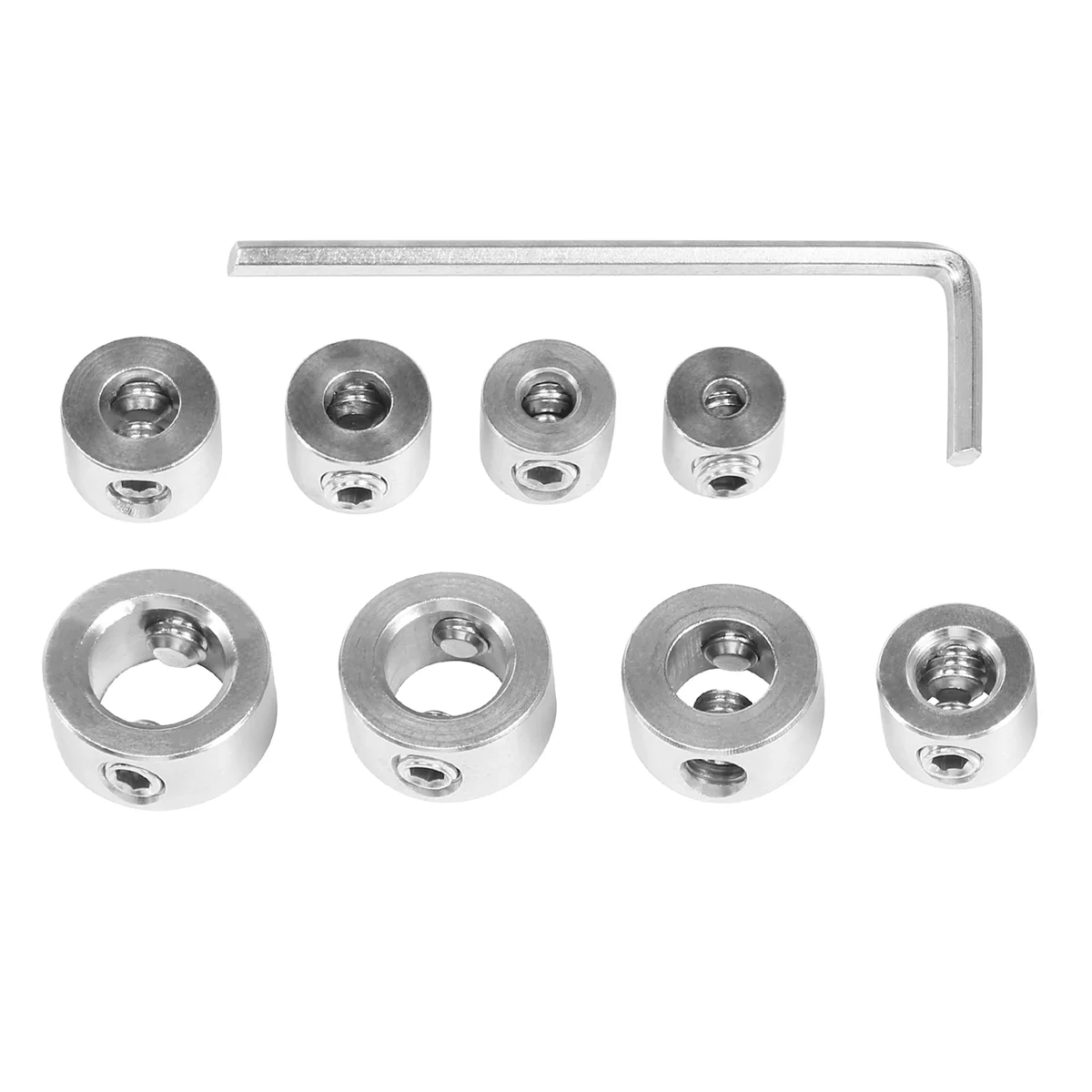 

9Pcs/Set Woodworking Drill Stopper Positioning Stop Ring Drilling Depth Controller Stainless Steel Triple Connections