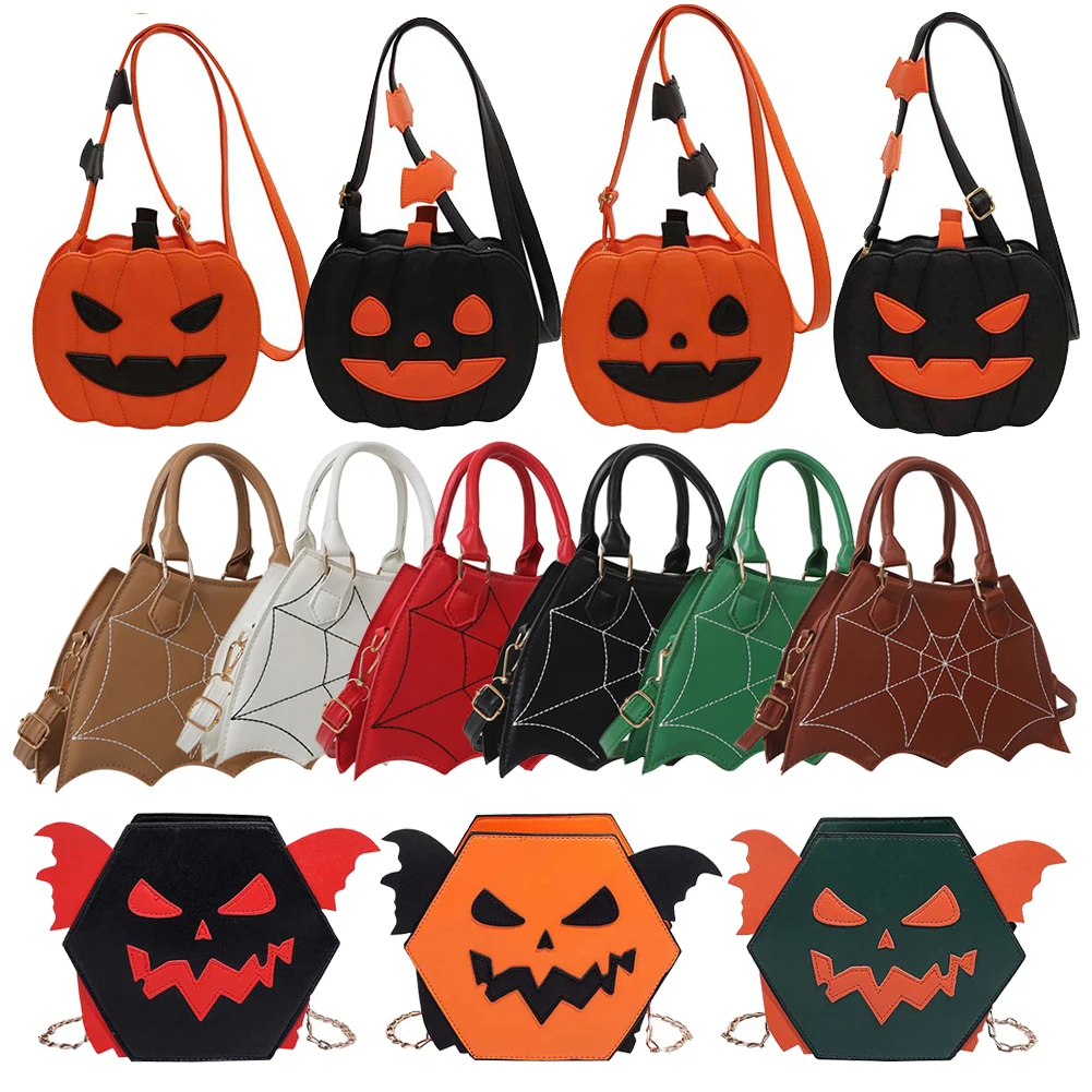 

Fashion Female Fanny Glitter Crossbody Handbag Halloween Devil Pumpkin Shaped Fashion Wild Fantastic Chain Shoulder Bag Handbag