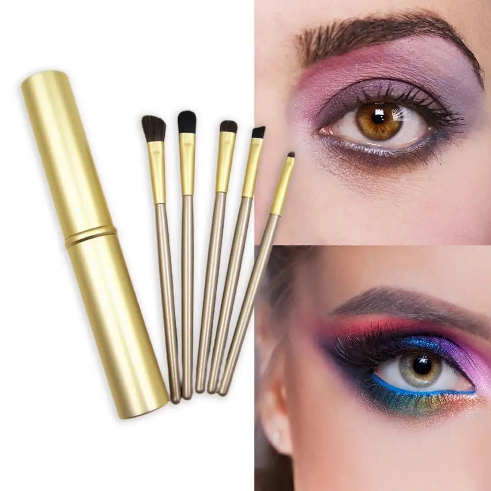 

Makeup Brush Set Portable Grisp Comfortable Aluminum Tube 5-Piece Eyeliner Eyeshadow Make Up Brushes Set for Beauty
