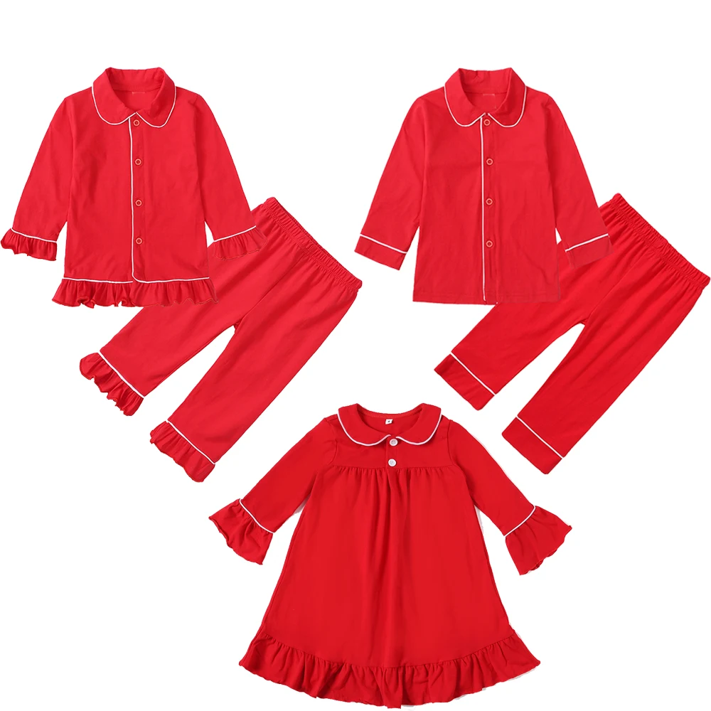 

Новые рождественские пижамы для семьи, красные хлопковые наряды для девочек, подходящая детская одежда для сна, Детские Рождественские пижамные комплекты для мальчиков и девочек