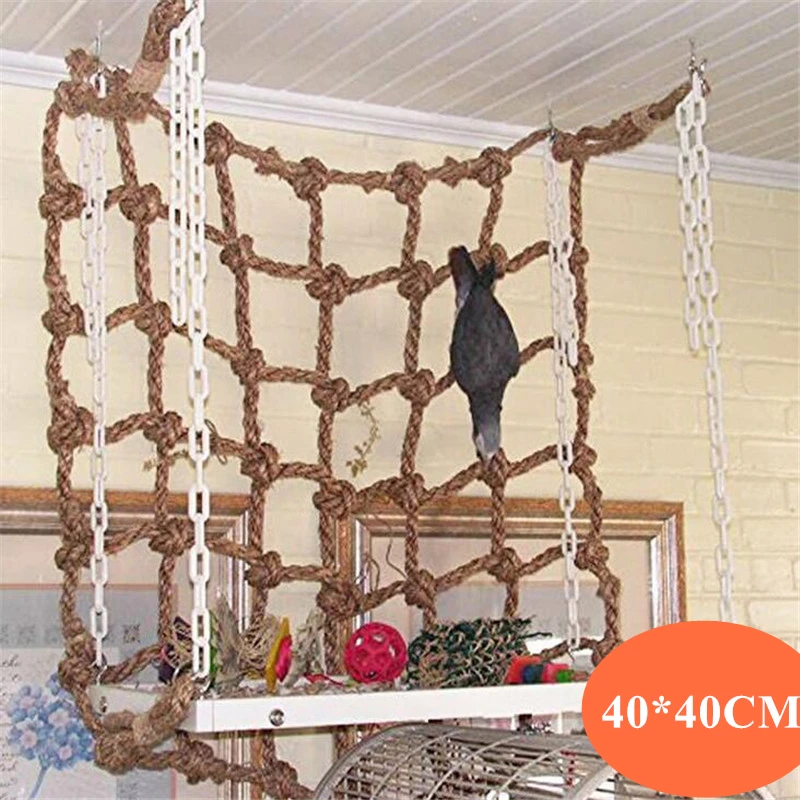 

40*40Cm Parrot Climbing Net Bird Toy Swing Rope Net Bird Stand Net Hammock with Hook Bird Hanging Climbing Chewing Biting Toys