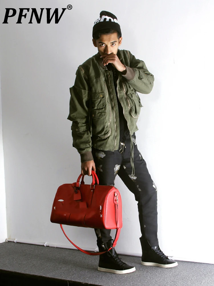 

PFNW Autumn Winter Niche Design Darkwear Zipper Vintage Safari Style Heavy Industry Worn Multi Pocket Techwear Jacket 12A5060
