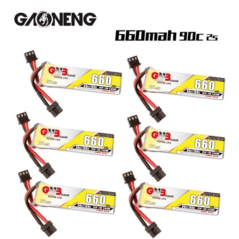 6 шт., GAOGANG 2S, 7,6 В, 90C/180C, 660 мАч, HV, литий-полимерная батарея, вилка для Happymodel FPV, гоночный Радиоуправляемый Дрон оптом