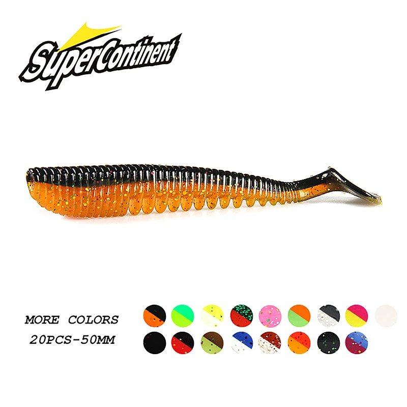 

20pcs Supercontinent Fishing Lures 5cm 1g Artificial Baits Wobblers Soft Lures Shad Carp Silicone Fishing Soft Baits Tackle