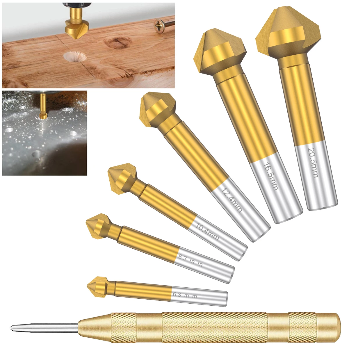 

Сверло зенкер с 3 канавками, 90 градусов, фаска, резак 6,3 мм-20,5 мм, фаска, сверление отверстий по дереву и металлу