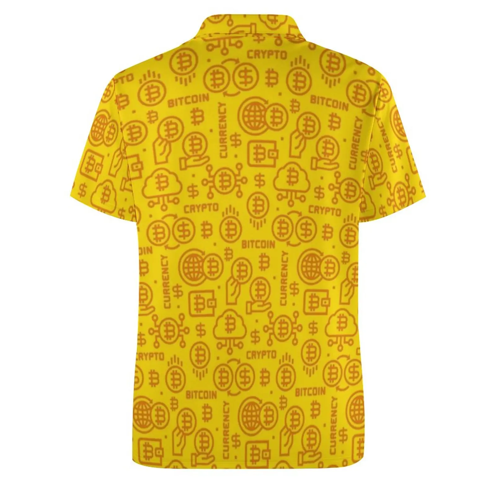 Поло с желтым логотипом биткоина мужская повседневная рубашка для криптовалюты