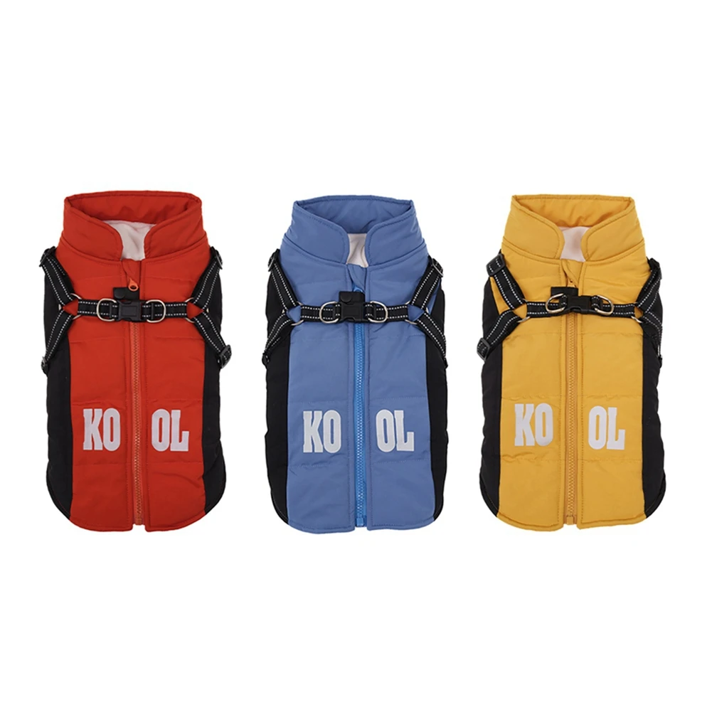 Пальто для домашних животных кошек и собак с наружным нагрудным ремнем на молнии