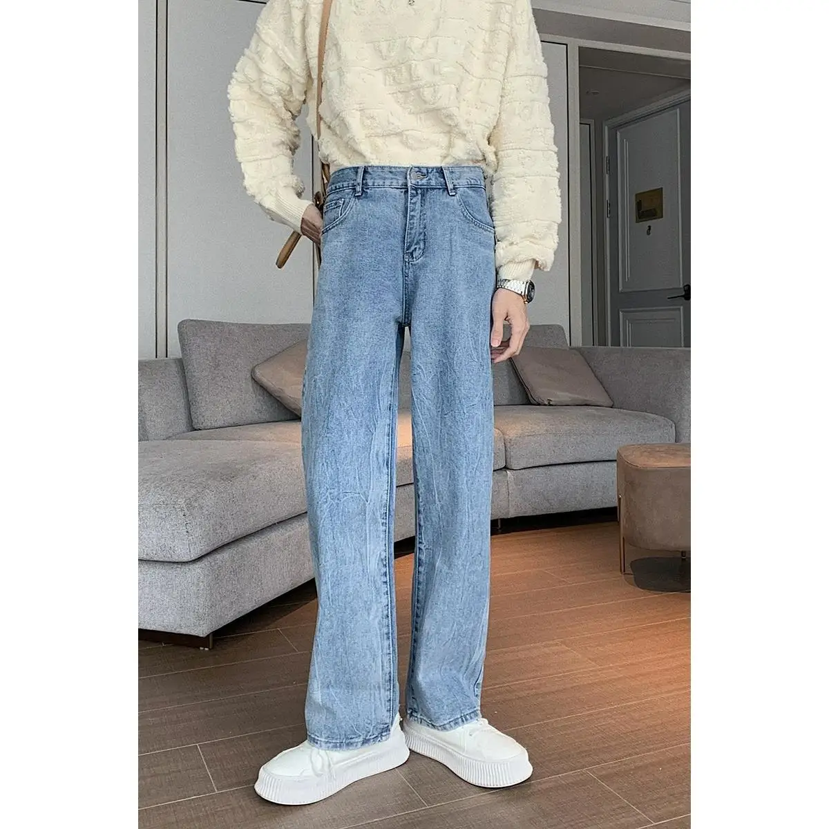 Korea Y2K Clothes Men's Harajuku Vintage Jeans Skinny Denim Pants Casual Trousers Men Cowboy Clothes Straight Male Suits Pants