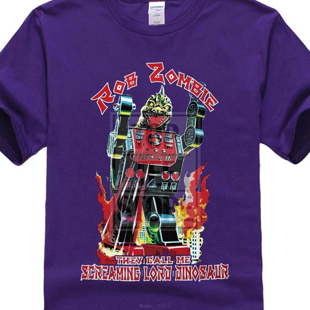 

2017 Fashion Rob Zombie New Lord Dinosaur T Shirt Rock Merch Slipknot Alice Cooper Men'S Fashion T Shirt Funny Printed Tops