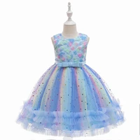 2022 new childrens noble and elegant princess dress fluffy gauze performance dress flower girl girl birthday dress