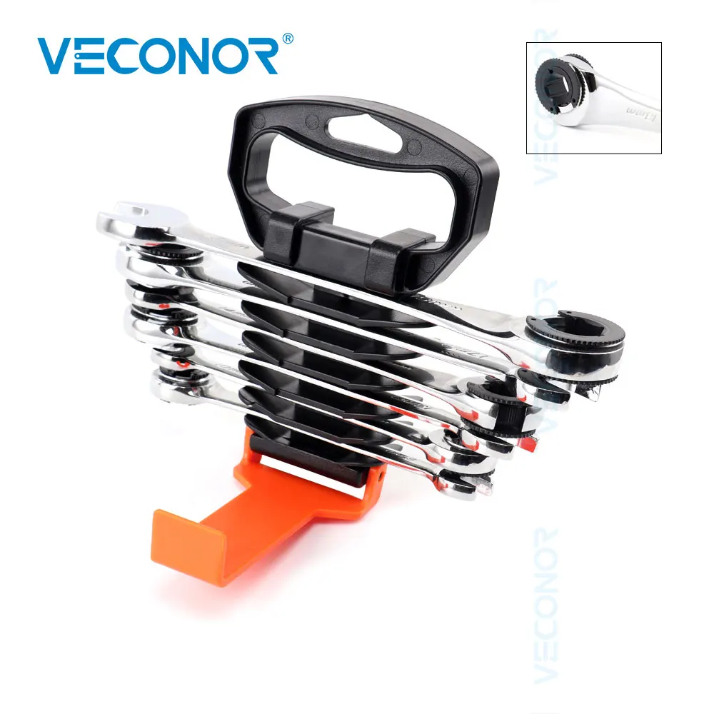 6Pcs Flare Nut Wrench Tools Set Oil pipe Wrench Spanner Set with Plastic Rack Chrome Plated Ratcheting