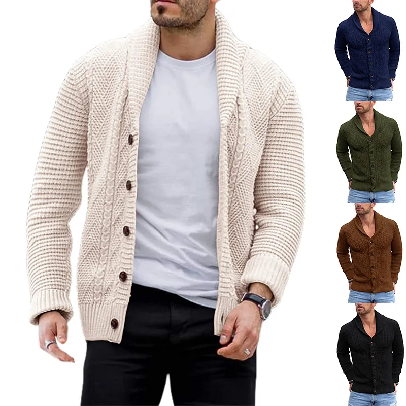 Nice European and American large autumn and winter sweaters Pop men's cardigan single breasted sweater