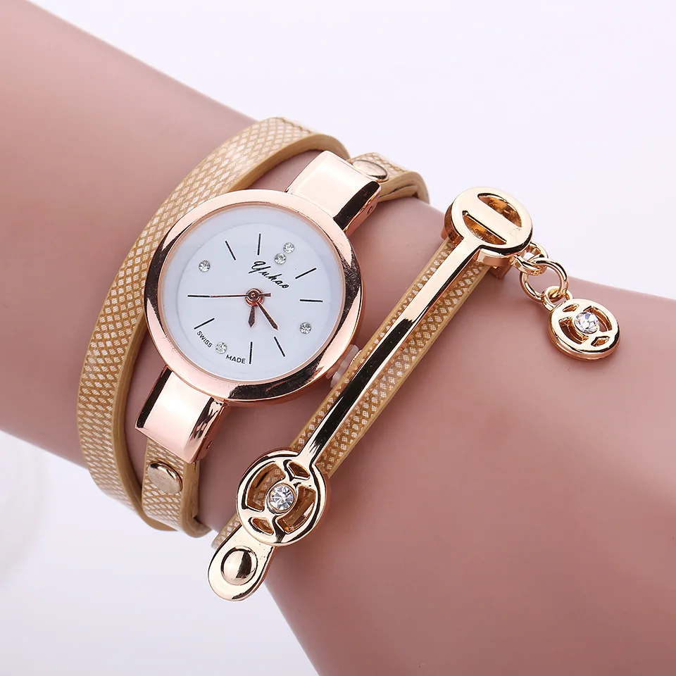 

2023 Fashion Women Bracelet Watch Gold Quartz Gift Watch Wristwatch Women Dress Leather Casual Bracelet Watches Hot Selling
