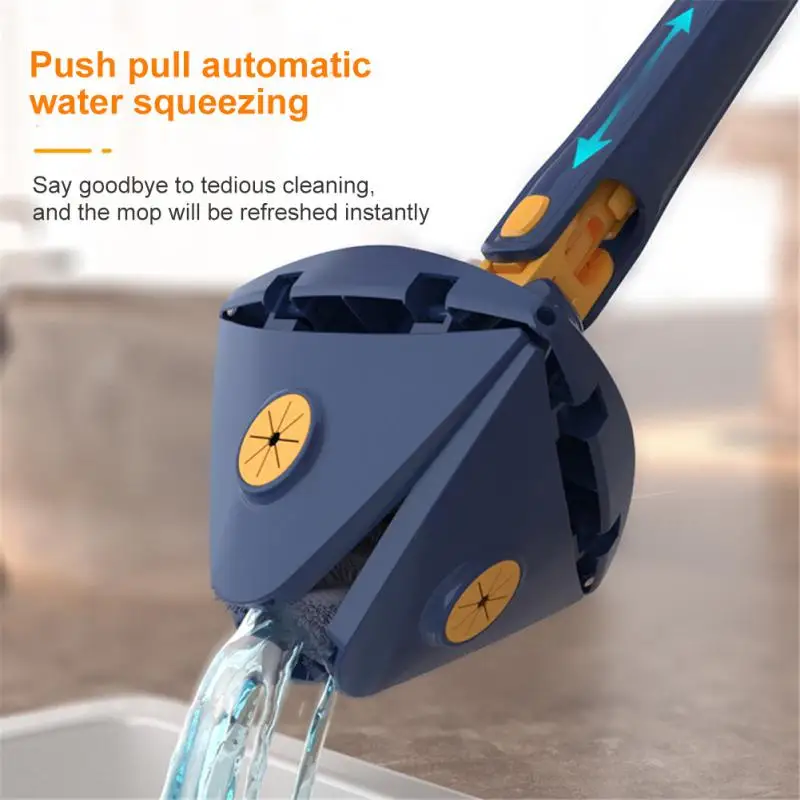 

180 Degree Rotating Triangle Lazy Cleaning Mop Retractable Dust Mop Bathroom Floor Wall Window Mop Household Cleaning Tool