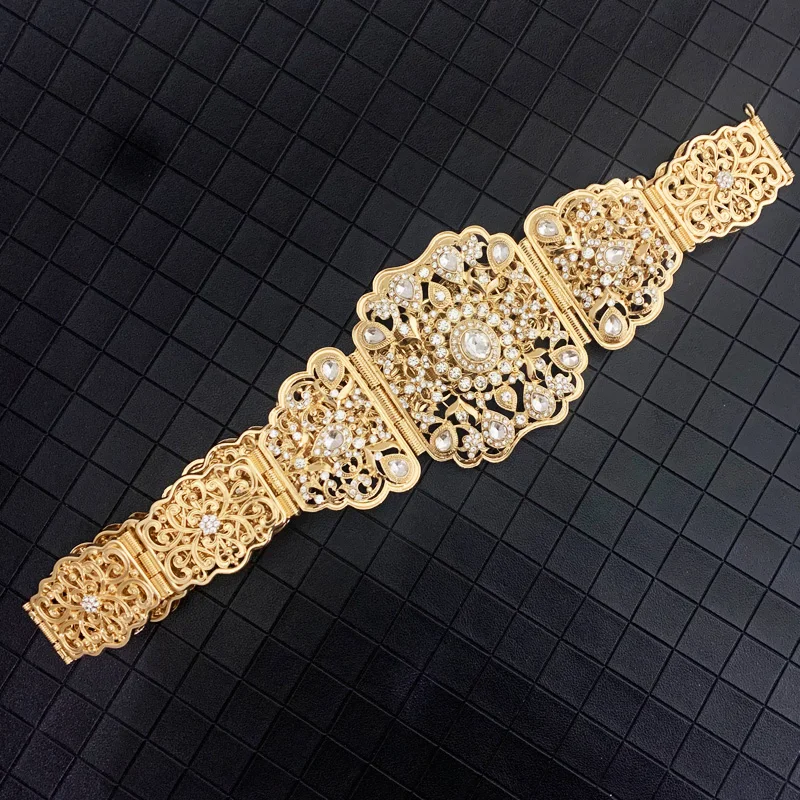 Новые Блестящие ремни со стразами модные арабские Длинные с золотым покрытием