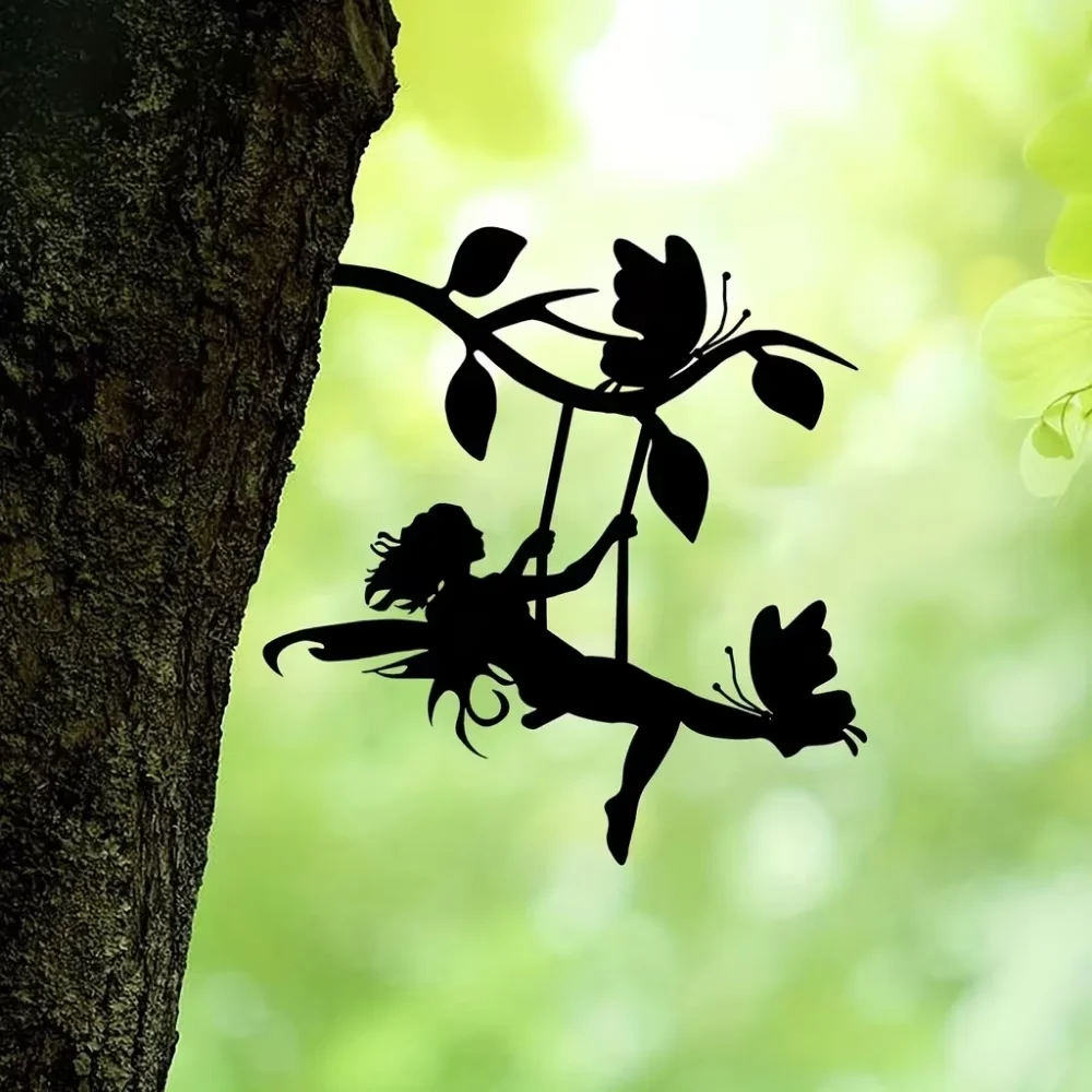 CIFBUY элегантная качели эльфа на ветке стальной силуэт металлическая стена