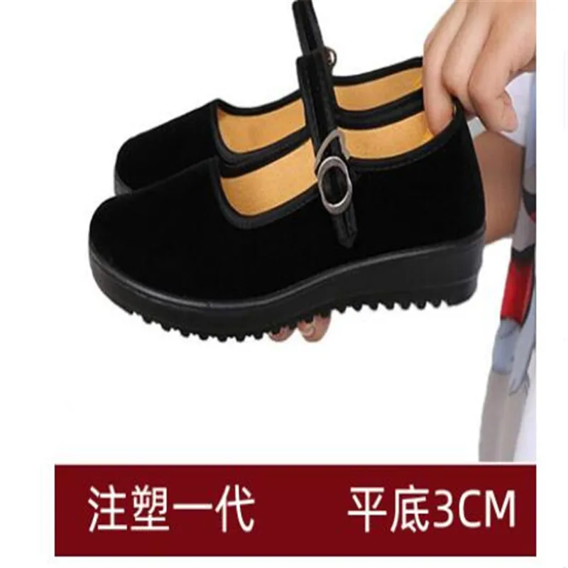 Женские туфли-лодочки из флока на танкетке черные повседневные туфли без