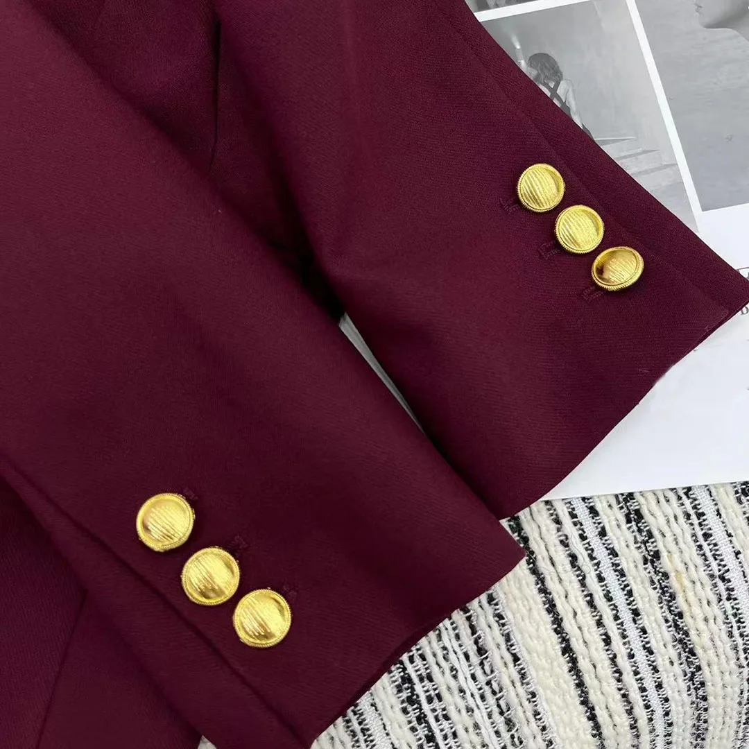 Женский блейзер с длинным рукавом элегантный подиумный пиджак золотыми